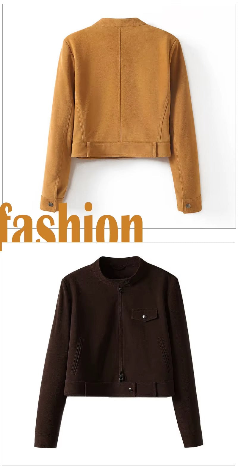 New Women Short Suede Leather Jacket Slim Design High Quality Leather Jacket