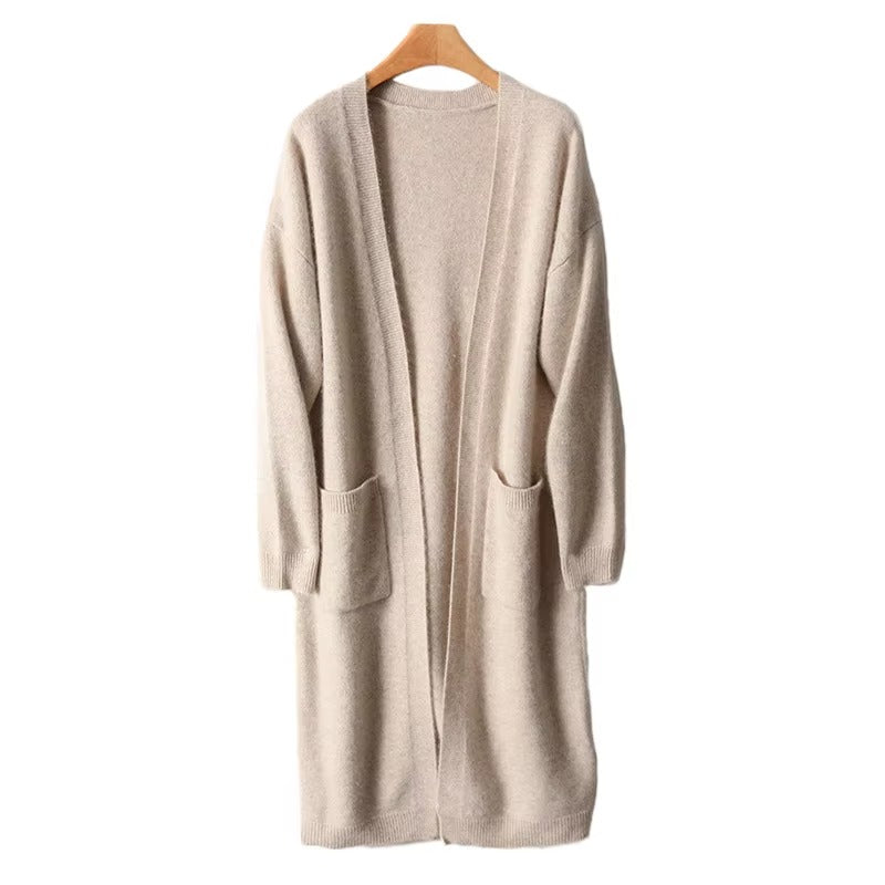 Autumn Winter Long Woolen Knitwear Sweater Custom Real Wool Knit Cardigans for Women