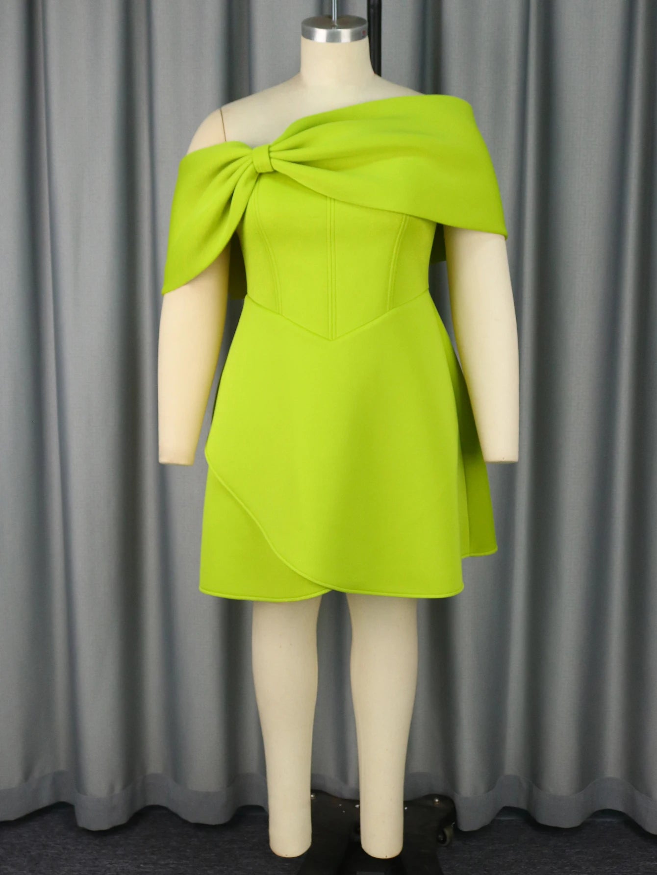 New Arrival 2025 Autumn Winter Off Shoulder Irregular Slash Neck Large Bow a Line Cocktail Dresses