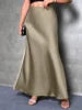 2025 Spring and Summer Hot New Style Silk Satin Skirt High Quality Slim Fit Simple A- Line Women Long Skirt