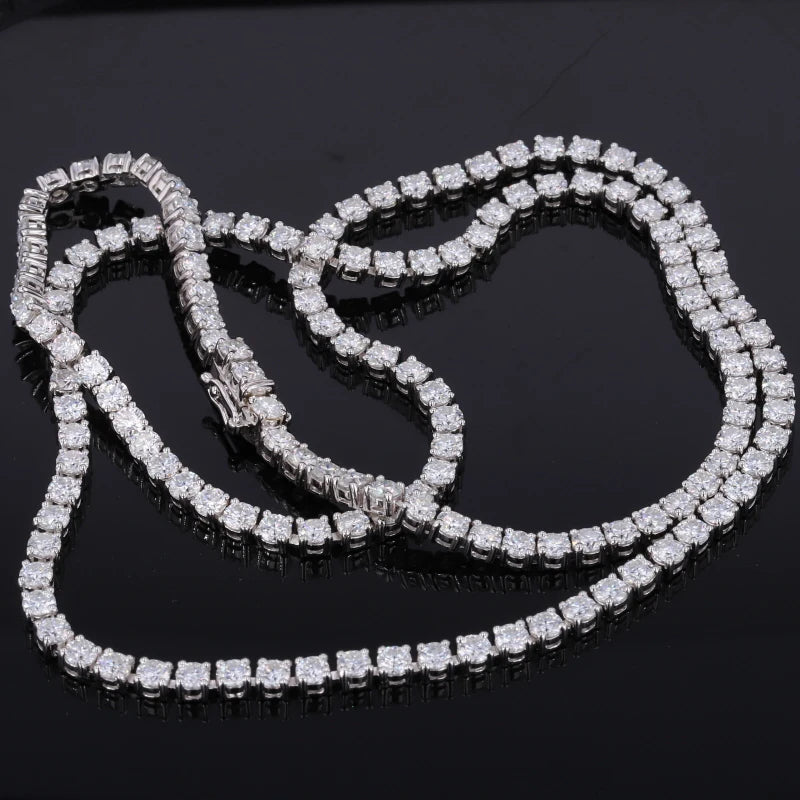Starsgem Round Cut Moissanite Diamond 925 White Gold Necklace for Women