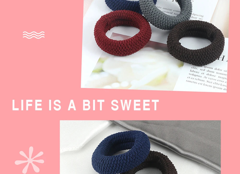 6Pcs Basic Simple Hair Bands Solid Color Seamless Wide Rubber Band for Women Girl High Elastic Scrunchie Hair Accessories Holder