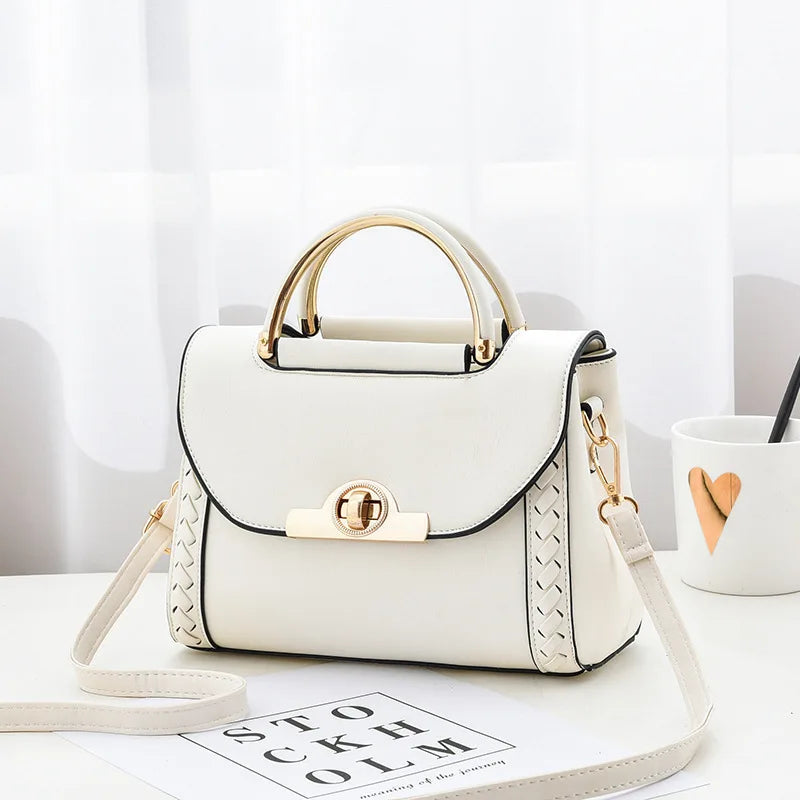 Pu Leather Handbag 2025 Fashion Small Bag High Quality Weaving Handbag Metal Lock Fashion Latest Women's Crossbody Bag