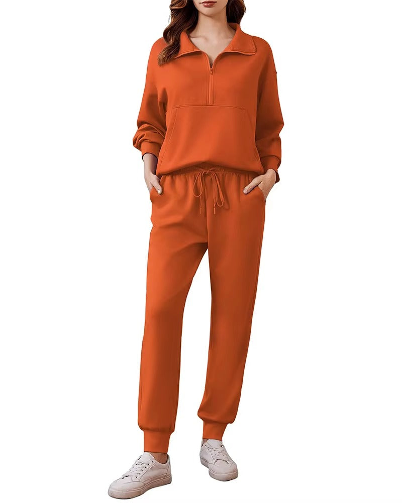 Sets for Women 2025 Fall Travel Outfits Long Sleeve Tracksuit Joggers Sets Half Zip Sweatsuit Matching Set