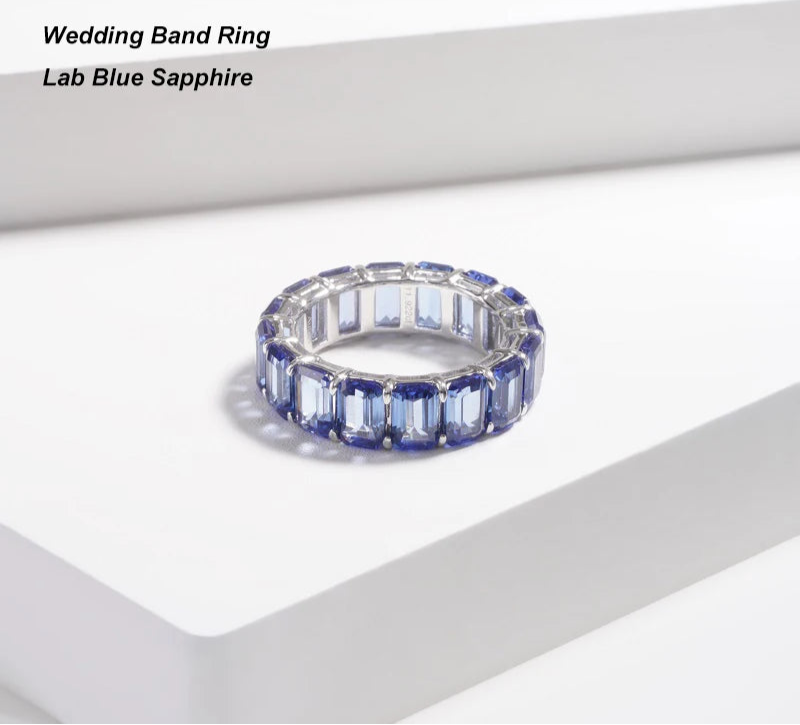 MomentWill 14K Solid Gold Ring Lab Emerald Lab Ruby Gemstone Wedding Band Ring