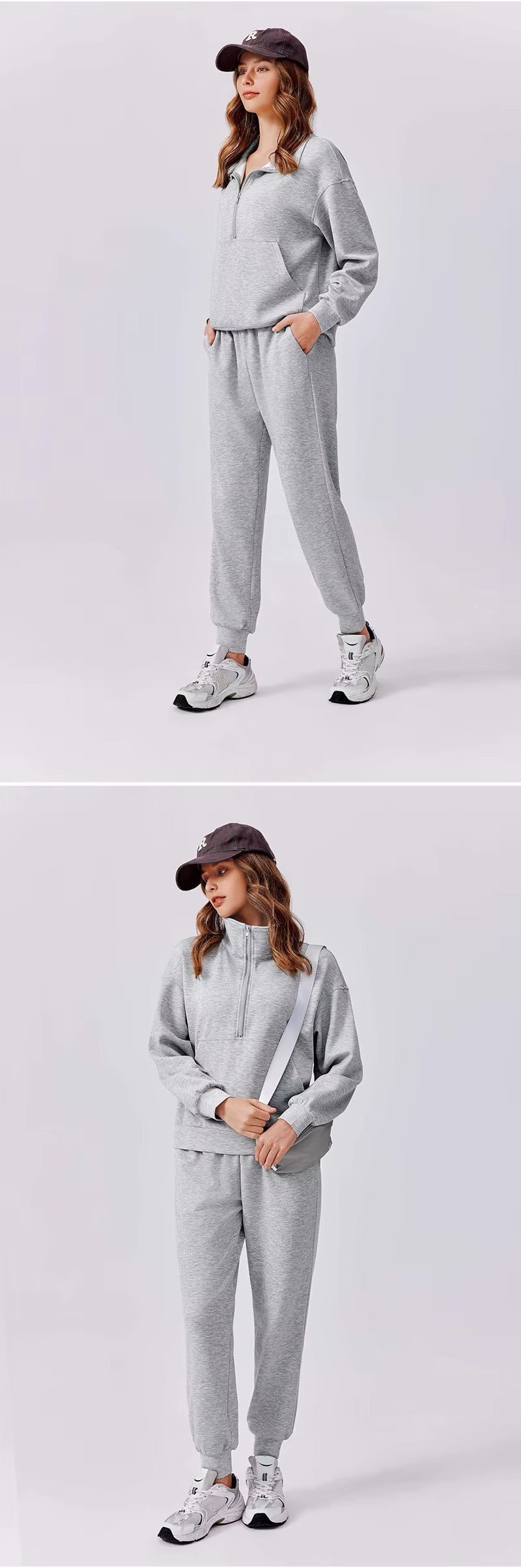 Sets for Women 2025 Fall Travel Outfits Long Sleeve Tracksuit Joggers Sets Half Zip Sweatsuit Matching Set