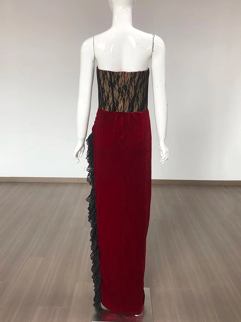 New Fashion Women's Sexy Print Lace Halter Evening Bodycon Dress Sleeveless Solid Pattern Woven Bandage Natural Waist