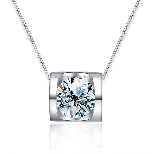 Champion 925 Sterling Silver GRA 1CT D Color Round Cut Moissanite Pendant Necklaces for Women Wedding Jewelry