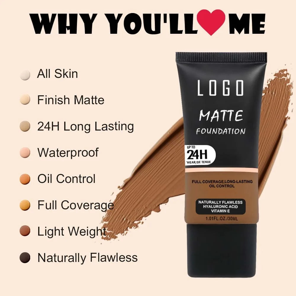 Squeeze Vegan Foundation Natural Face Makeup Full Coverage Waterproof Long Lasting Liquid Private Label Matte Liquid Foundation