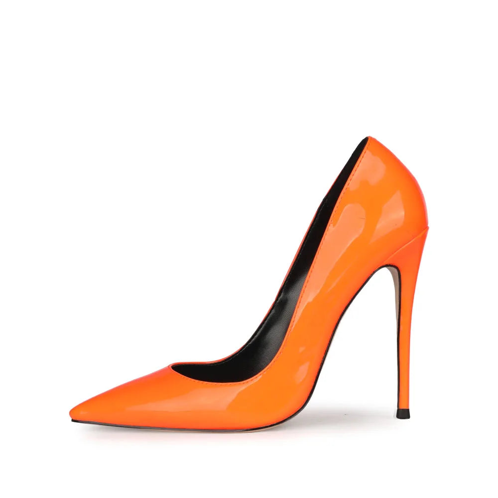 2025 Sexy Pointed Toe Jelly Patent Leather High Heels Pump Stilettos Sharp High Heels Dress Shoes for Women OEM Large Size 47