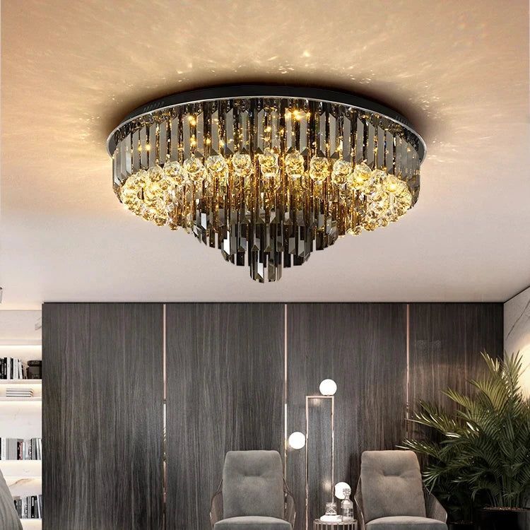 Contemporary Luxury Black Ceiling Lamp High Quality for Hotel Lobby Lighting Villa Ceiling Lamp Residencial Interior Decor