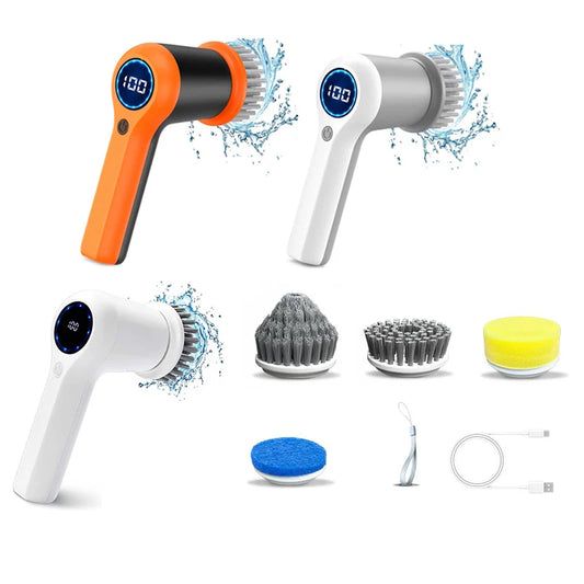 Electric for Battery Level Display 2 Speeds 4 Replaceable Heads Cleaning Brush Plastic Eco-Friendly Bathroom Sink