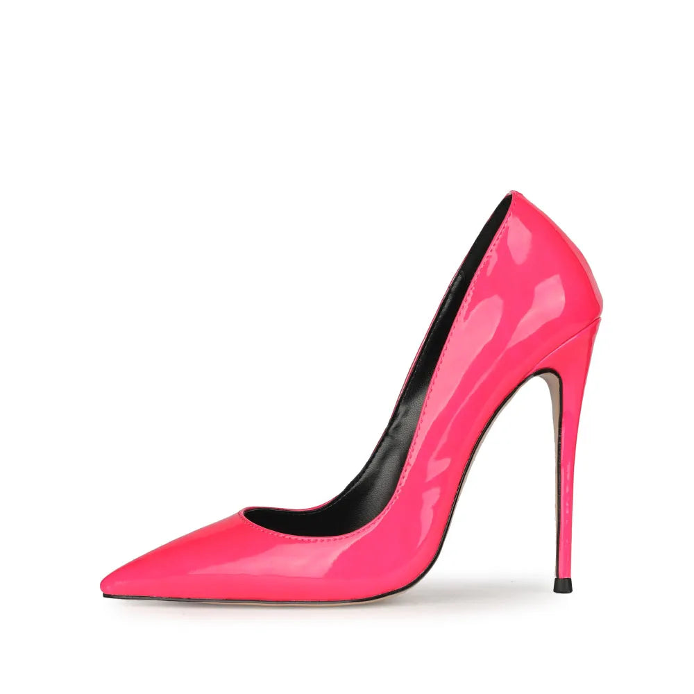 2025 Sexy Pointed Toe Jelly Patent Leather High Heels Pump Stilettos Sharp High Heels Dress Shoes for Women OEM Large Size 47