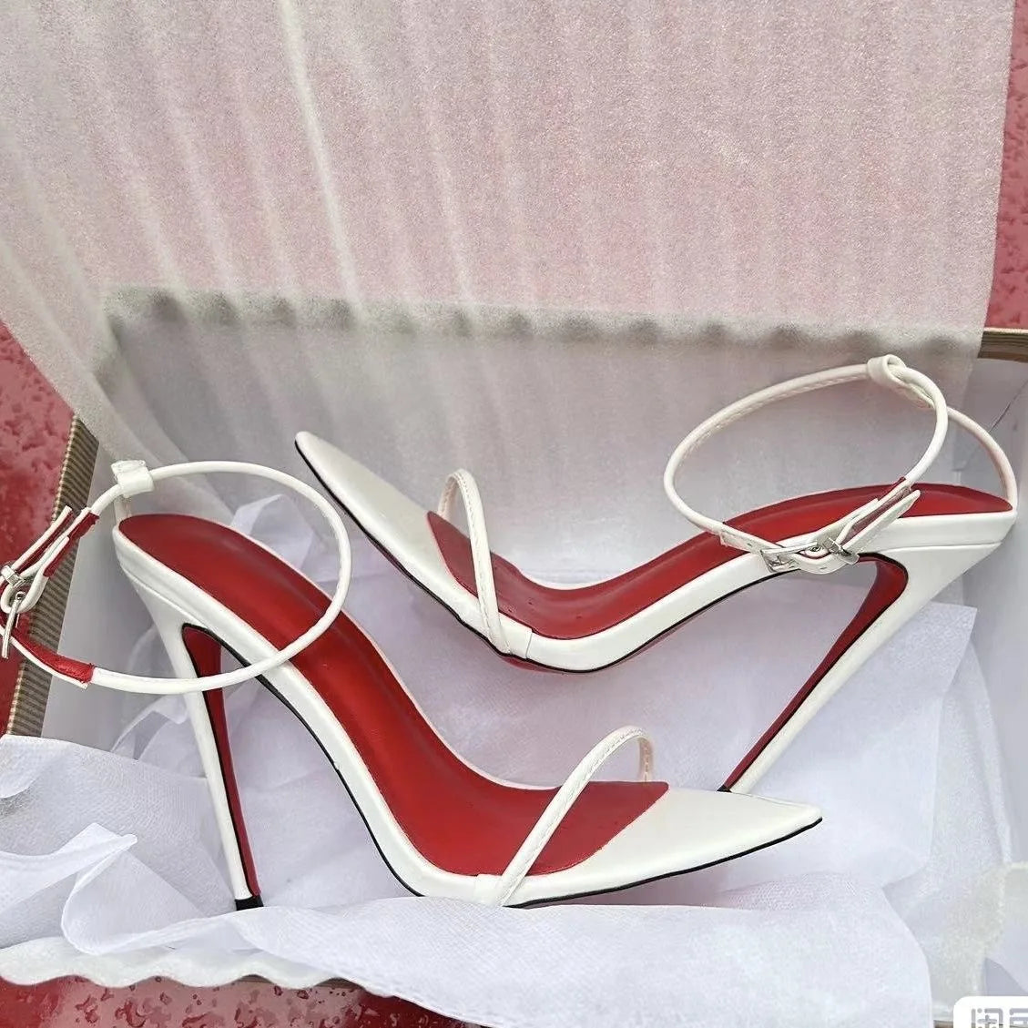New Fashion Red Insole Talons Pour Dames Sexy Stiletto Thin Trendy Shoes High Sandal Heels for Women 12CM