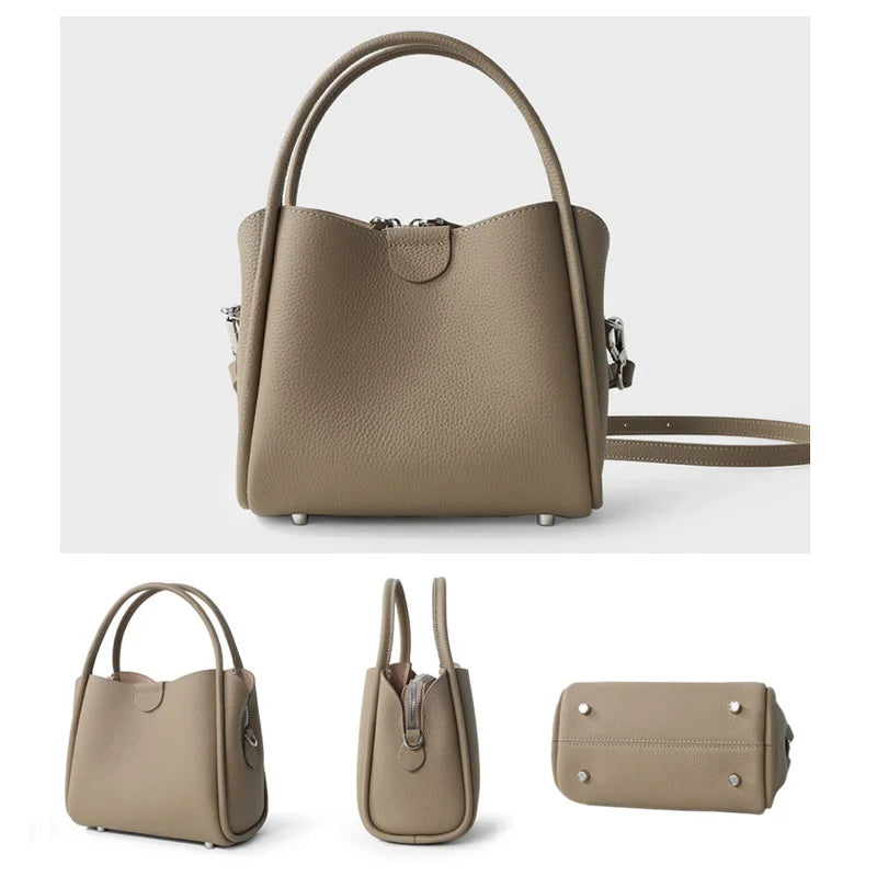 Women's Bag Full Grain Cowhide Handbag Luxury Genuine Leather Messenger Crossbody Shoulder Bag for Ladies