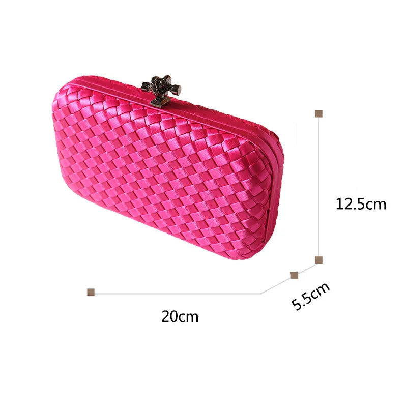 Luxury Satin Woven Ladies Crossbody Bag Handmade Evening Purse Chains for Banquet Wedding Dress Fashionable Clutch for Women