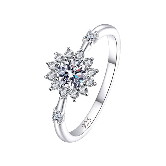 New Arrival Unique 925 Sterling Silver Cubic Zircon Flower Finger Ring for Women Wedding Engagement Fine Jewelry