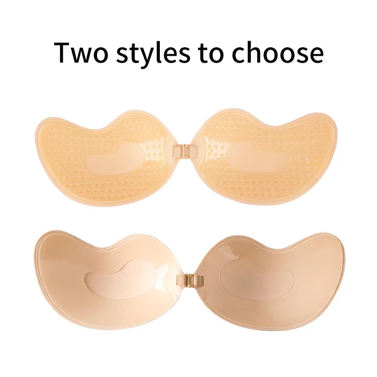 Silicone Invisible Underwear Strapless Bra for Women F Cup Seamless Strapless Front Buckle Backless Mango-shaped Adhesive Bras