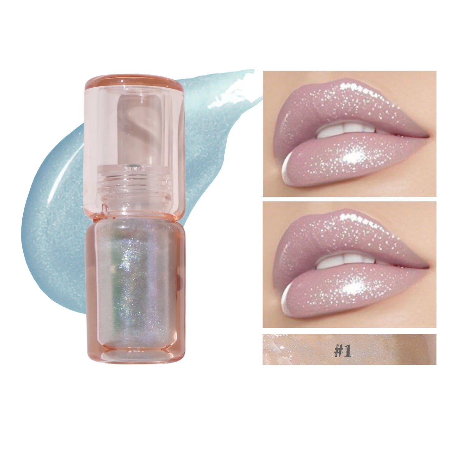 Vegan High-Shine Diamond Lip Gloss Sparkling Glitter & Non-Sticky Formula Plumping Lip Gloss