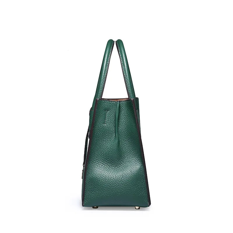 2025 Famous Designer Genuine Cowhide Leather Handbag for Women Casual Tote with Zipper Closure Classic Brand