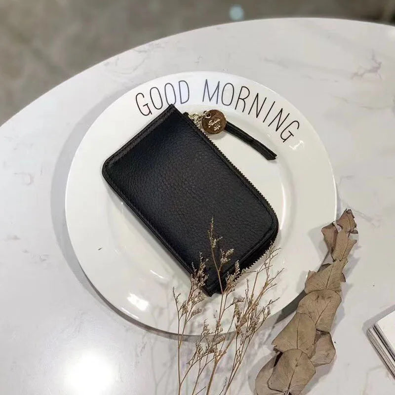 Vintage Genuine Leather Wallet for Women Men Slim Purse Short Coin Bag Pouch Fashionable Credit ID Card Holder New