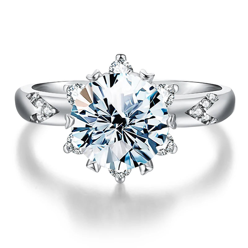 Luxury Jewelry Big Solitaire 8mm Diamond Moissanite Gemstone Engagement  Rings 925 Sterling Silver for Women Wedding