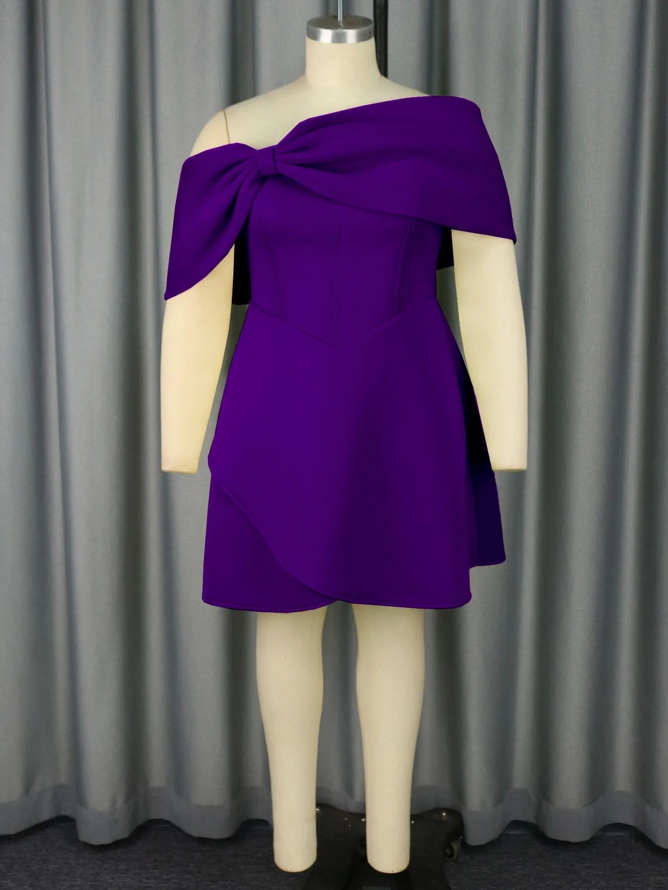 New Arrival 2025 Autumn Winter Off Shoulder Irregular Slash Neck Large Bow a Line Cocktail Dresses