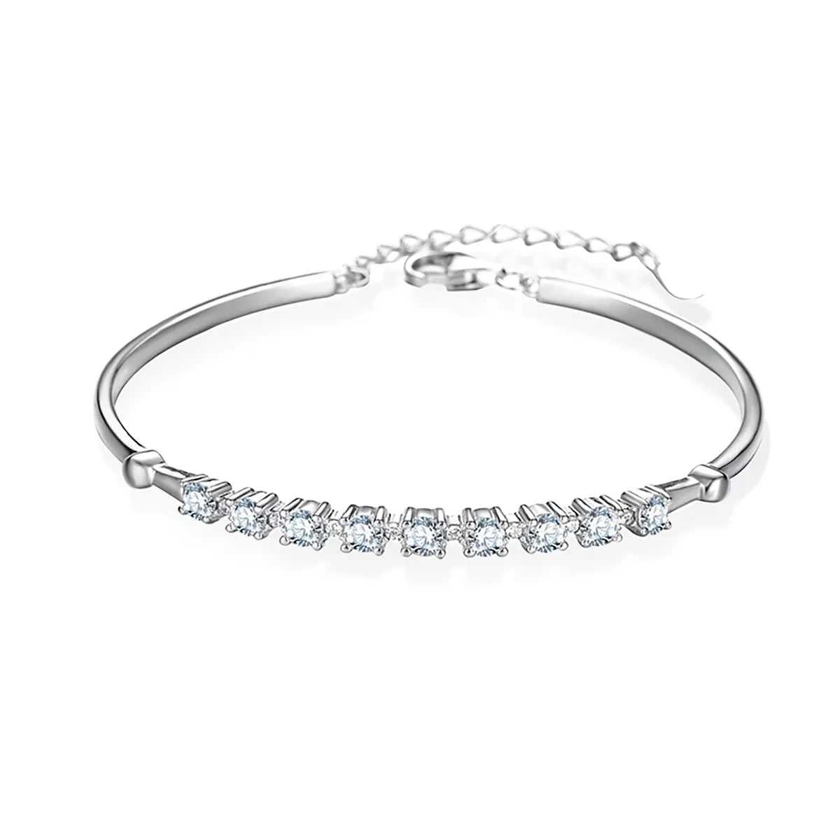 3mm Diamond Real Moissanite Bracelet Bangle 925 Sterling Silver Platinum Plated High Quality Women Wedding Luxury Fine Jewelry
