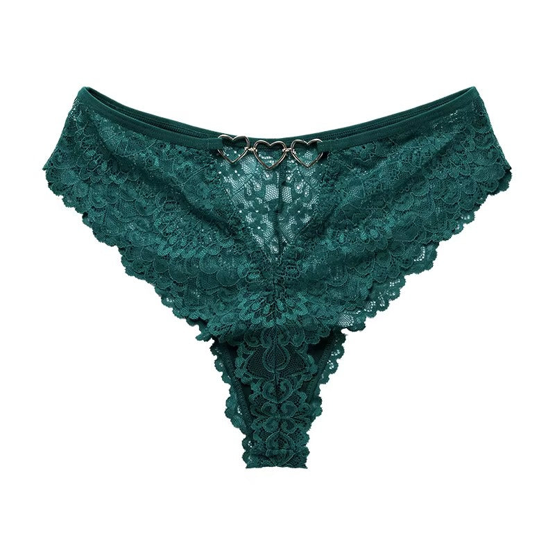 Women Hollow Out Underwear Women Panties Heart Accessory High Waist Sexy Secret Lace G-string Thong Brief Seamless Panty