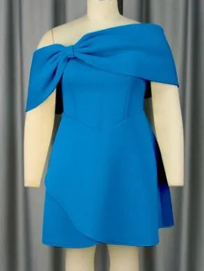 New Arrival 2025 Autumn Winter Off Shoulder Irregular Slash Neck Large Bow a Line Cocktail Dresses