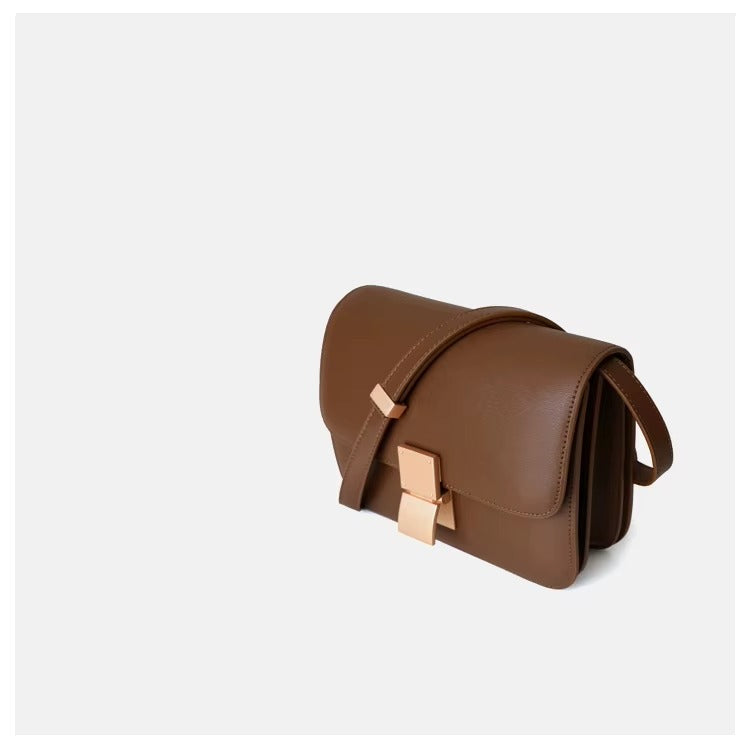 Luxury Women's Underarm Handbags Genuine Cowhide Leather Tofu Square Lock Messenger Bag Custom Portable with Open Closure