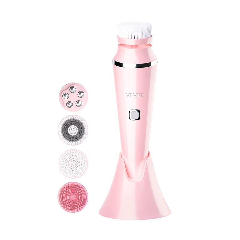 Waterproof USB Rechargeable Vibrate Exfoliate Sonic Electric Facial Cleansing Brush Facial Cleansing Silicone Face Brush