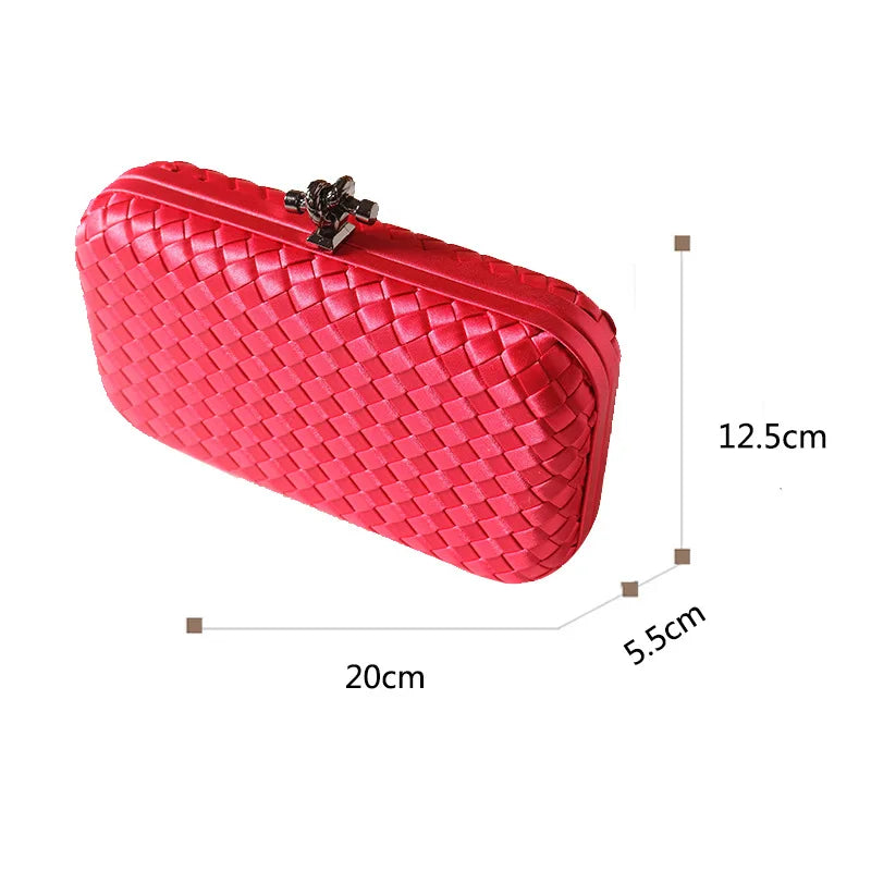 Luxury Satin Woven Ladies Crossbody Bag Handmade Evening Purse Chains for Banquet Wedding Dress Fashionable Clutch for Women
