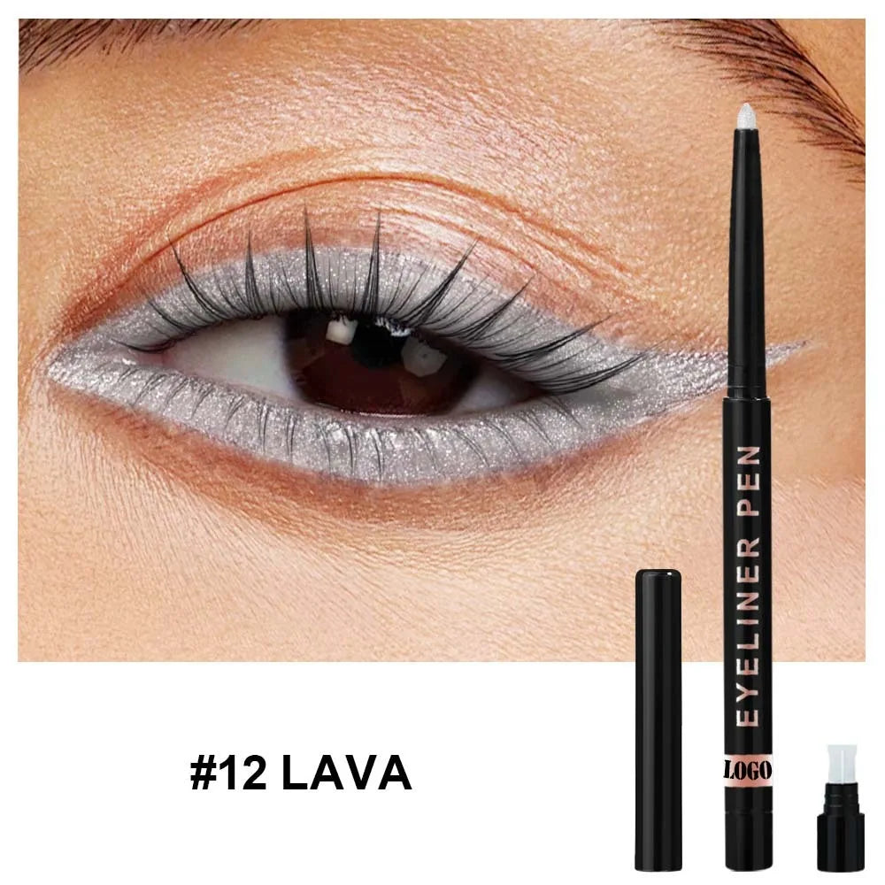 High Pigment Glitter Eyeliner Pencil Waterproof Long-Lasting Smudge-Proof Shimmery Metallic Eyeliner Makeup Pen
