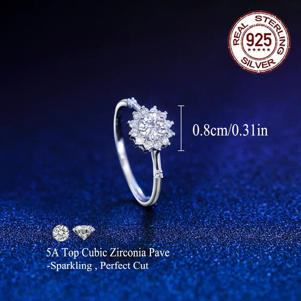 New Arrival Unique 925 Sterling Silver Cubic Zircon Flower Finger Ring for Women Wedding Engagement Fine Jewelry