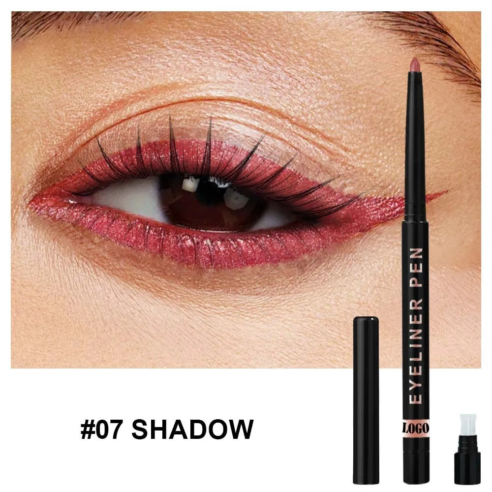 High Pigment Glitter Eyeliner Pencil Waterproof Long-Lasting Smudge-Proof Shimmery Metallic Eyeliner Makeup Pen