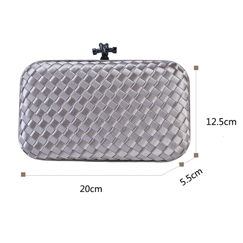 Luxury Satin Woven Ladies Crossbody Bag Handmade Evening Purse Chains for Banquet Wedding Dress Fashionable Clutch for Women