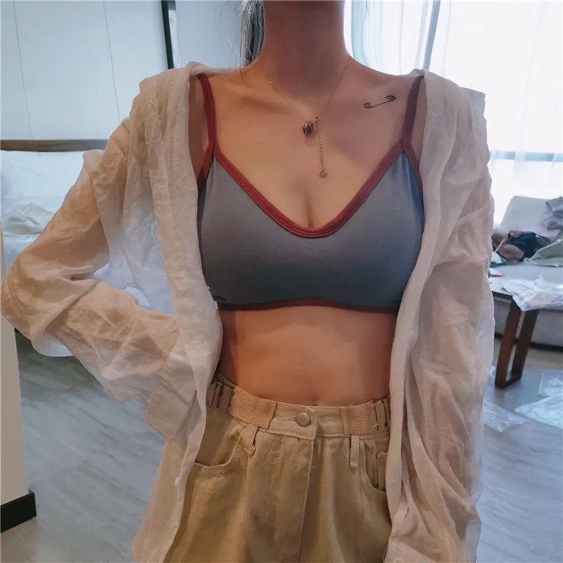 Women Non-wire Bra Cotton Brassiere Sexy Lingerie Female Push Up Bra Comfort Tube Top Underwear Small Cup Removable Pads