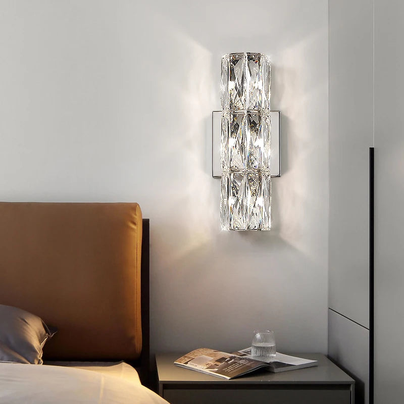 Lumen Advanced Luxury Trend Crystal Gold Wall Lamp Living Room Hotel Lobby Shining Starry Lustre Dimming Lighting