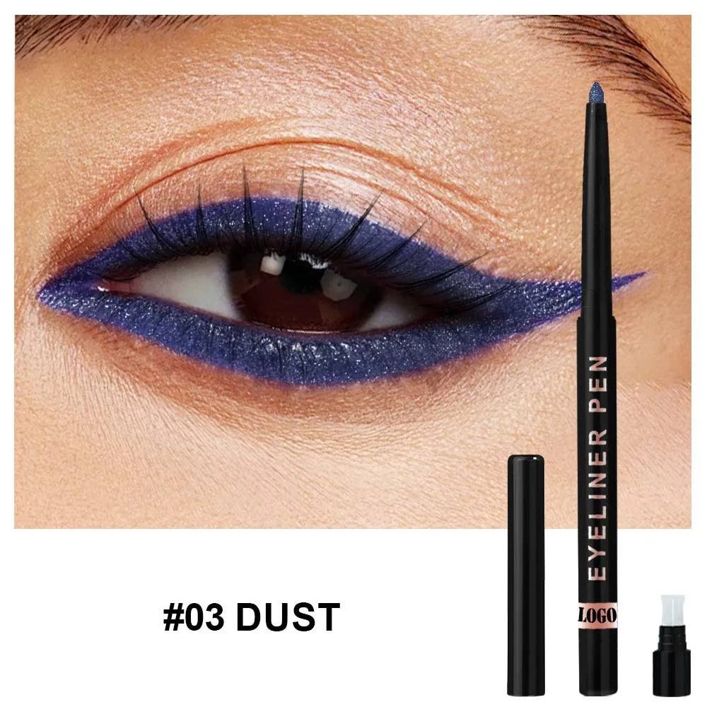 High Pigment Glitter Eyeliner Pencil Waterproof Long-Lasting Smudge-Proof Shimmery Metallic Eyeliner Makeup Pen