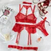 Luxury Lingerie Outfit Lace Sexy Ladies Underwear Suspender Set Romantic Fancy See Through Bra and Panties Lingerie Set