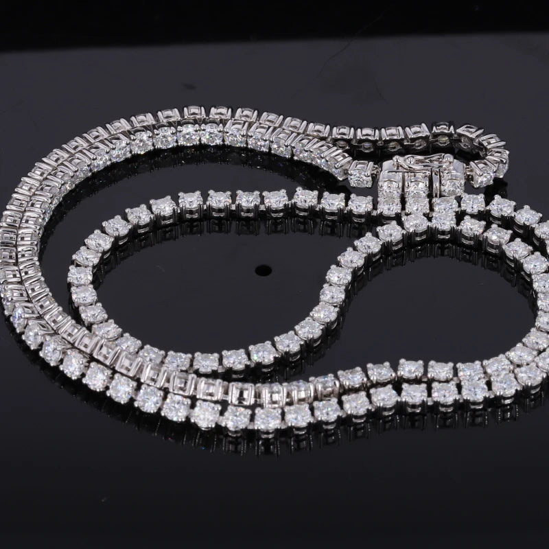 Starsgem Round Cut Moissanite Diamond 925 White Gold Necklace for Women