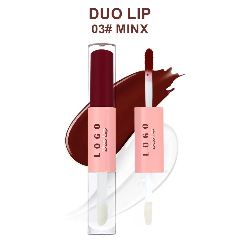 Waterproof Double Head Lipgloss Vegan Long Lasting Non-Drying Hydrating Peel Off Lip Stain & Lip Oil