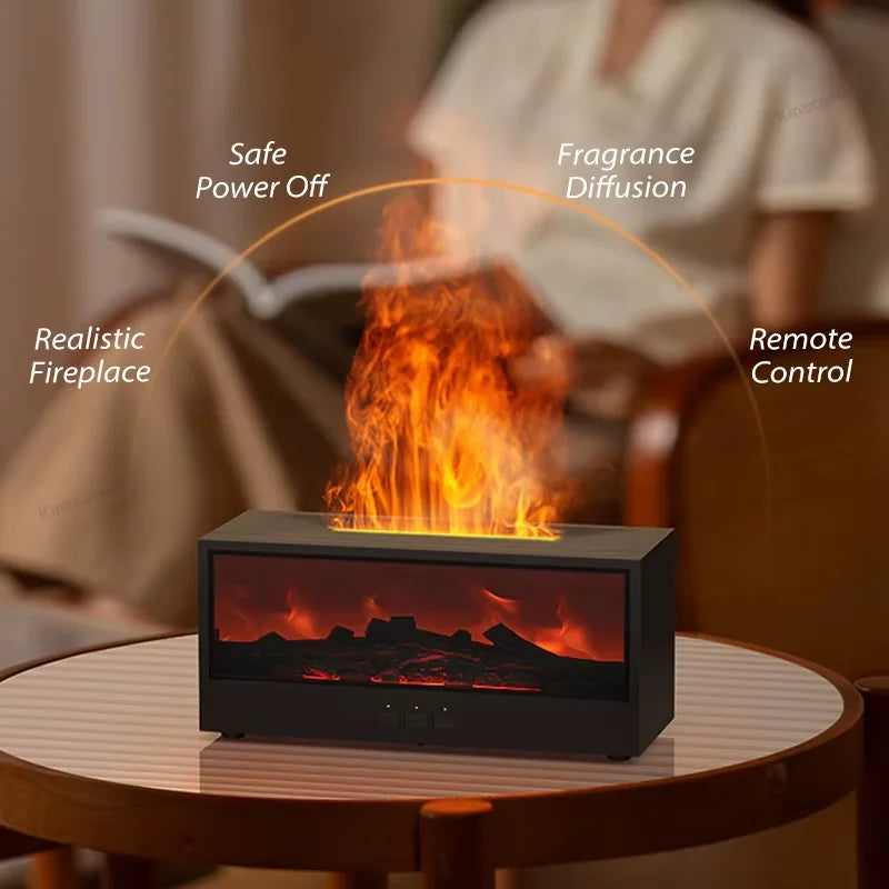Aromatherapy Essential Oil Fireplace Diffuser Colored Flame Diffuser Bonfire Fireplace Humidifier Home Office