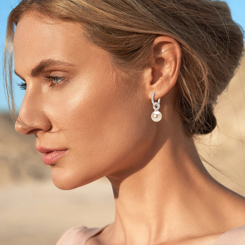 Korean Wedding Jewelry Gift 925 Sterling Silver Pearl Earrings Drop Pearl Stud Earrings for Women