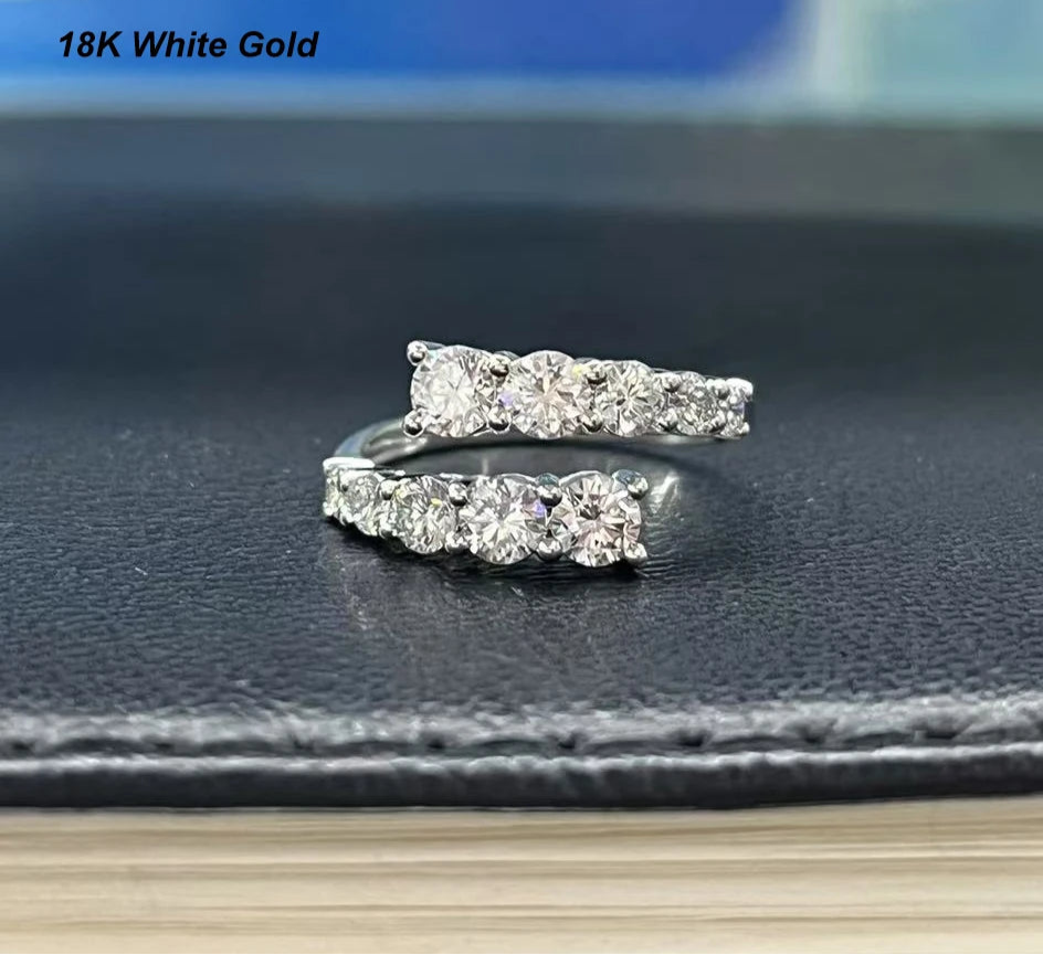 MomentWill 18K Gold Ring Round Shape Brilliant Cut Lab Diamond  Wedding Band Ring