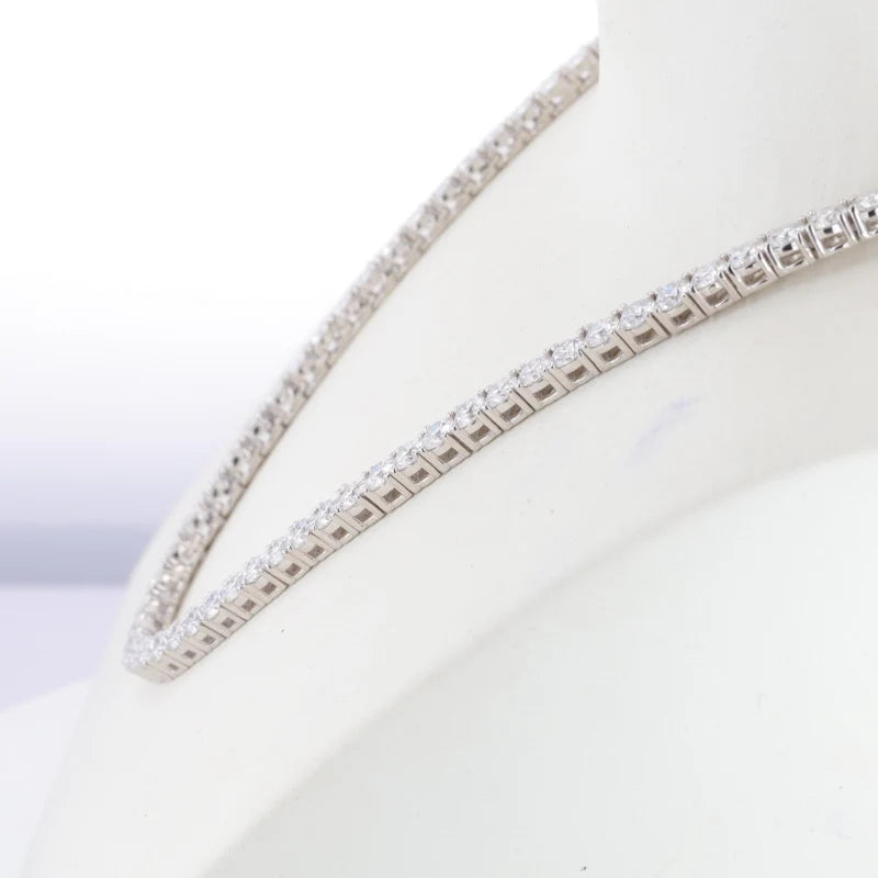 MomentWill Round Brilliant Cut Moissanite Gemstone Silver Jewelry Tennis Necklaces