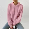 2025 Women Ladies Autumn Plus Size Casual Solid Color Embroidery Sweater Knit Hooded Lace-up Long Sleeve Hoodies