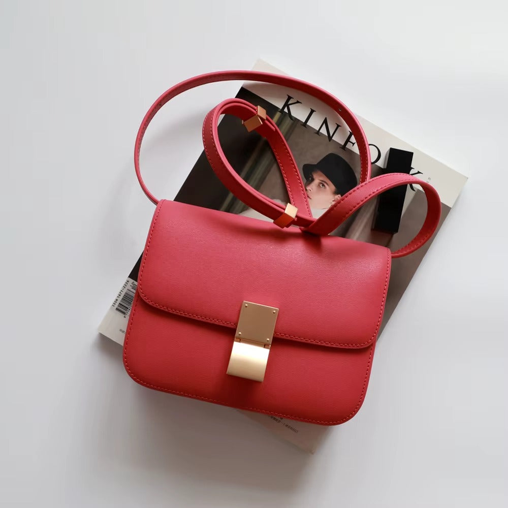 Luxury Women's Underarm Handbags Genuine Cowhide Leather Tofu Square Lock Messenger Bag Custom Portable with Open Closure