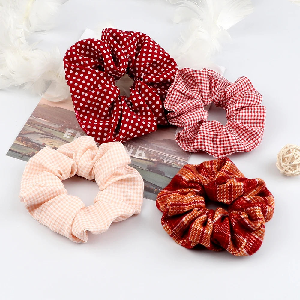 5Pcs/Lot Girl Pink Red Hair Band Accessories Fashion Large Hair Ties Solid Color Elastic Scrunchies For Women Ponytail Hairstyle
